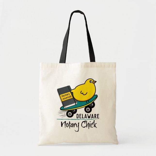 Tote Bag Mobile Notaire Chick Riding Skateboard Delaware (Devant)