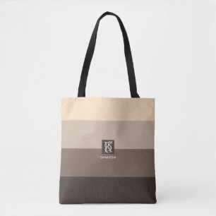 Tote Bag Mocha Latte Color palette Stripes monogram