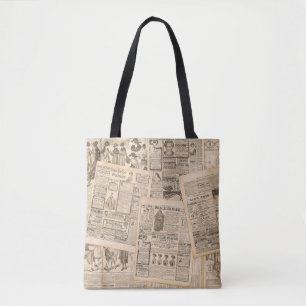 Tote Bag Mode antique : Pages publicitaires de journaux