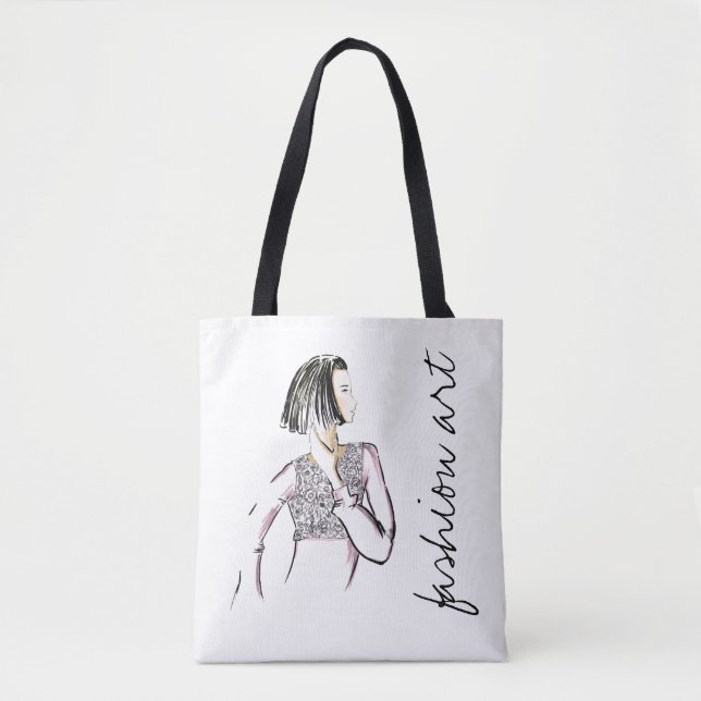 Tote Bag Mode Art Fashion Illustration Art Imprimer (Devant)