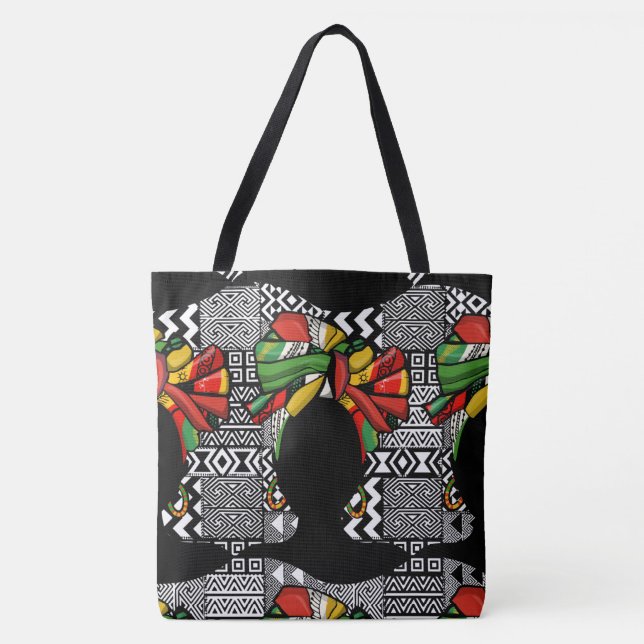 Tote Bag Mode Aztèque noir/blanc Design géométrique Fourre- (Devant)