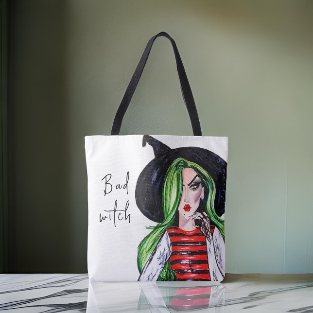 Tote Bag Mode d'Halloween sorcière méchante aquarelle (Créateur téléchargé)