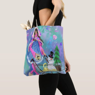 Tote Bag Mode Fille Shopping Noël Arbre de neige Cadeaux
