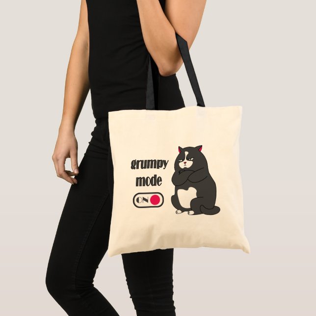 Tote Bag Mode grumeux sur drôle de gros chat (Devant (produit))