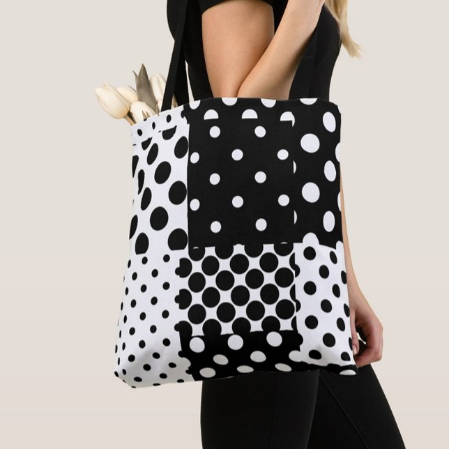 Tote Bag Mode noir blanc à pois Style Design  (Créateur téléchargé)