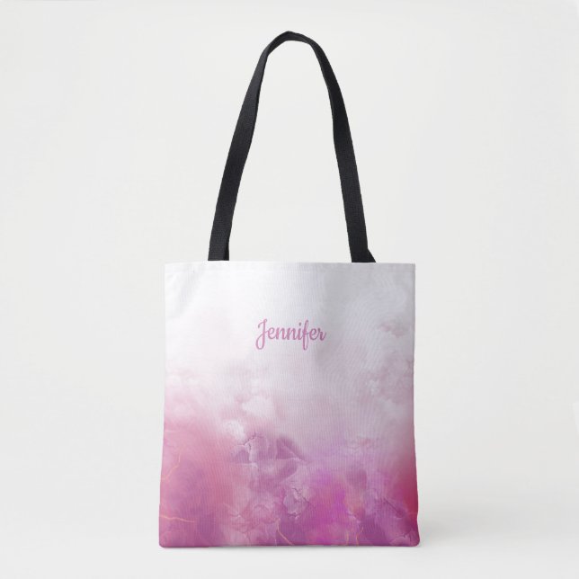 Tote Bag Mode rencontre fonction : Nom rose Marbre design (Devant)