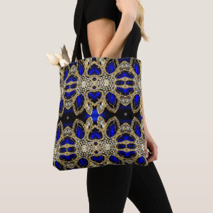 Tote Bag mode style girly turquoise marine bleu or