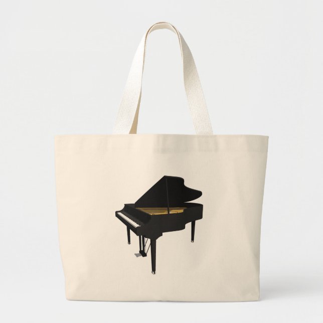 Tote Bag  Modèle 3D:Black Grand Piano : (Devant)