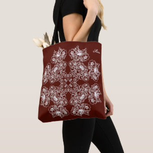 Tote Bag Modèle baroque floral de rouge foncé de style
