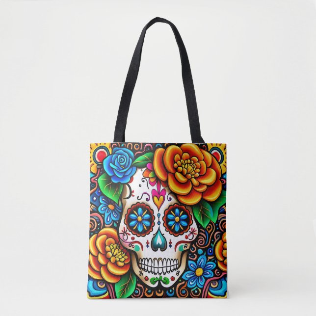 Tote Bag Modèle crâne à sucre (Devant)