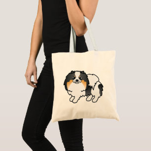 Tote Bag Modèle de chien Pomeranian tricolore blanc