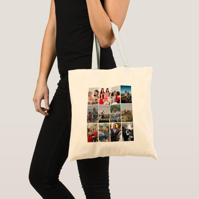 Tote Bag Modèle de collage de 12 photos de souvenirs pour g (Devant (produit))