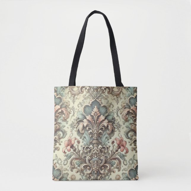 Tote Bag Modèle de Damas Floral victorien (Devant)