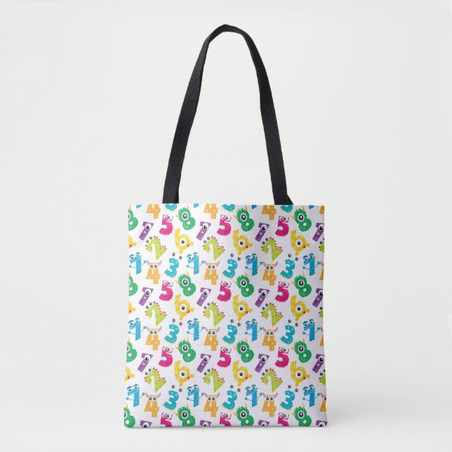 Tote Bag Modèle de nombres de monstre de maths drôle (Devant)