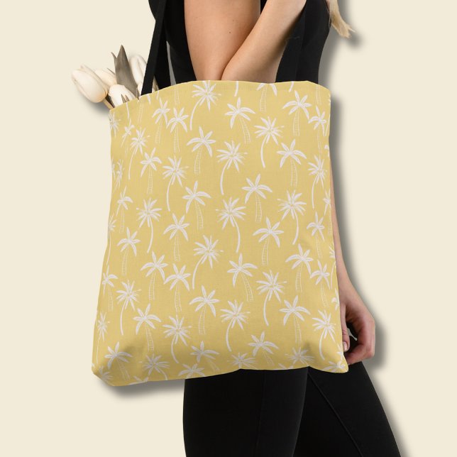 Tote Bag Modèle de palmier tropical jaune (Preppy palm tree pattern tote bag)