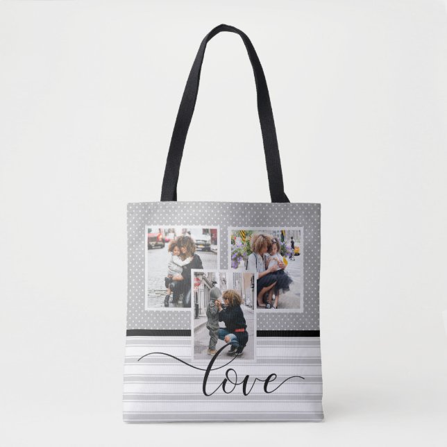 Tote Bag Modèle de photo personnalisé "Amour" (Devant)