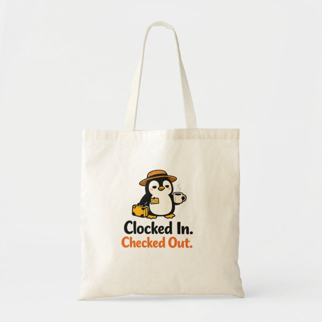 Tote Bag Modèle de pingouin drôle pointé et vérifié (Devant)