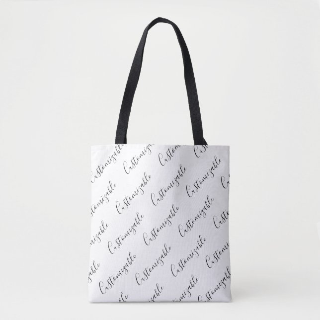 Tote Bag Modèle de texte de script moderne éditable | Noir  (Devant)
