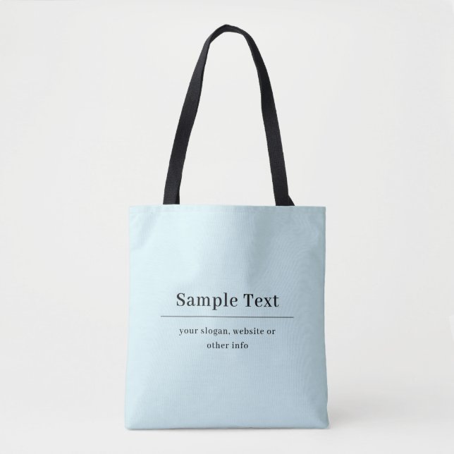 Tote Bag Modèle de texte simple et élégant | Bleu Clair (Devant)