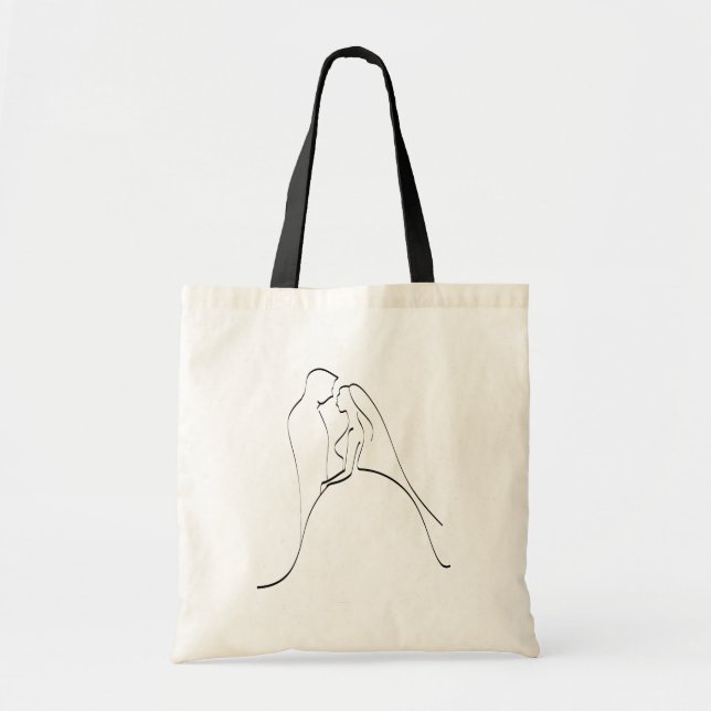 Tote Bag Modèle élégant de silhouette de jeunes mariés (Devant)