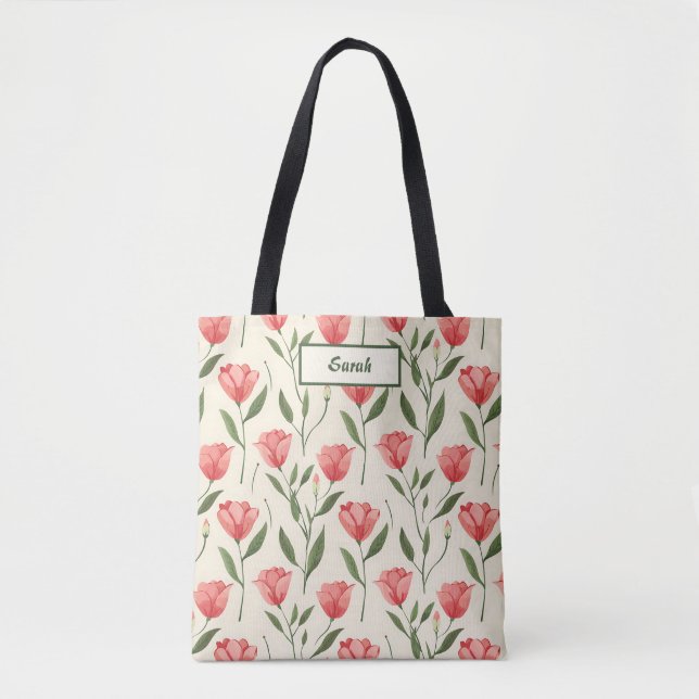 Tote Bag Modèle élégant et mignon de tulipe rose (Devant)