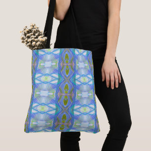 Tote Bag modèle ethnique bleu de fractale