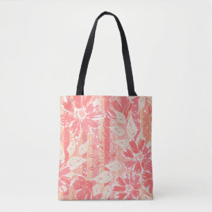 Tote Bag Modèle floral dans les teintes pêche à la mode