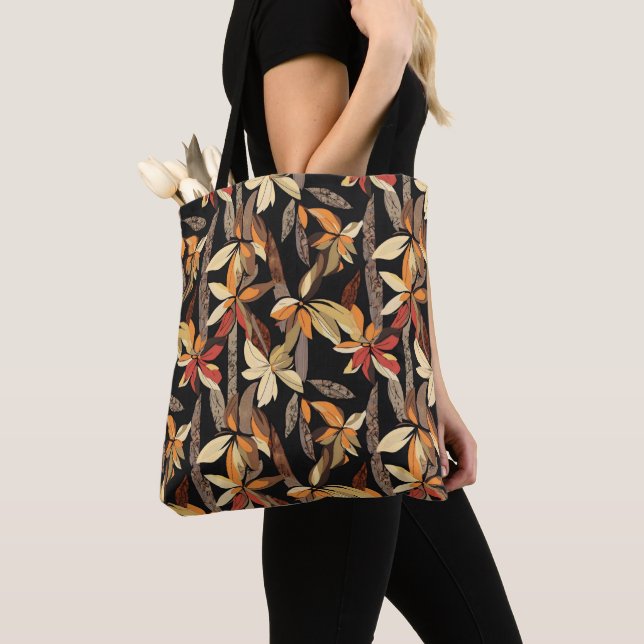 Tote Bag Modèle floral d'automne (De près)