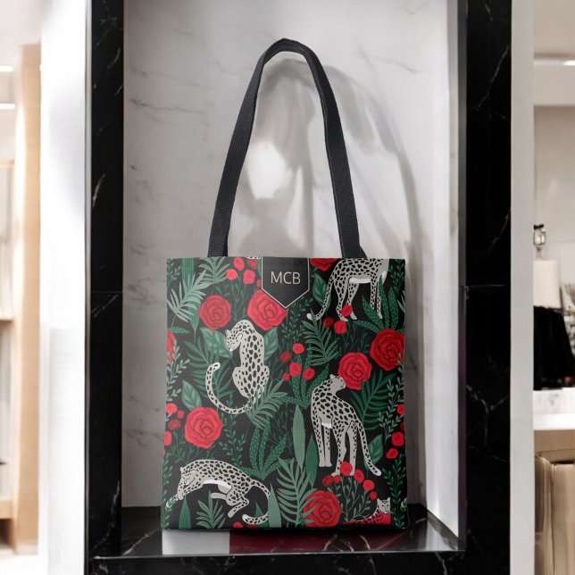 Tote Bag Modèle floral de la jungle léopard exotique avec M (Créateur téléchargé)