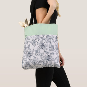 Tote Bag Modèle floral de nom personnalisé