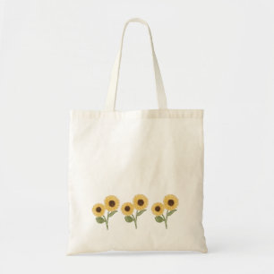 Tote Bag Modèle floral de tournesol vert Conception minima