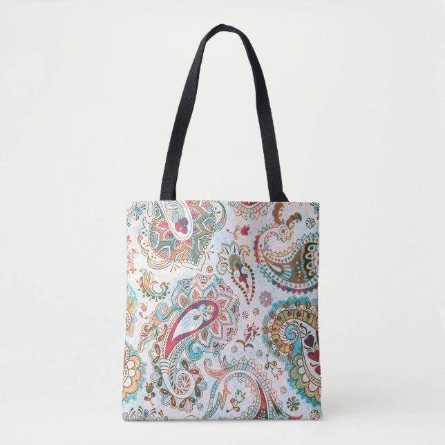 Tote Bag Modèle floral ethnique jacobéen (Devant)