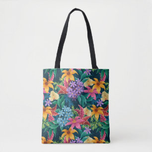 Tote Bag Modèle floral exotique peint à la main