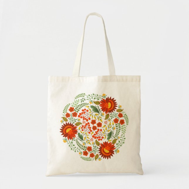 Tote Bag Modèle floral folklorique ukrainien. Ukraine (Devant)