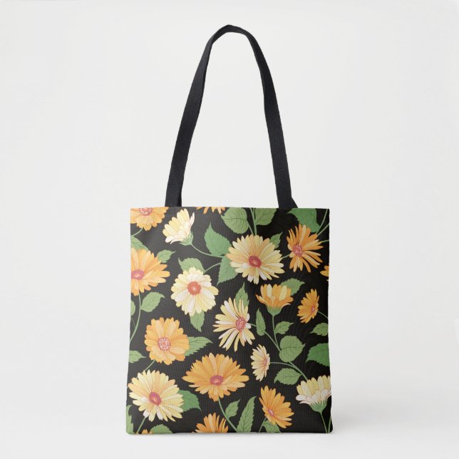 Tote Bag Modèle floral. Fond sans soudure en marigold de fl (Devant)