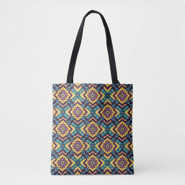 Tote Bag Modèle floral géométrique Aztec (Devant)