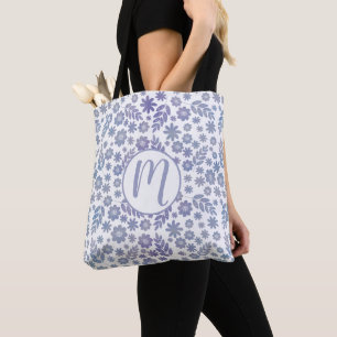 Tote Bag Modèle floral gris et lavande