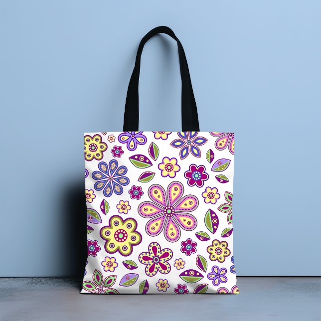 Tote Bag Modèle floral hippie moderne | Botanique (Créateur téléchargé)