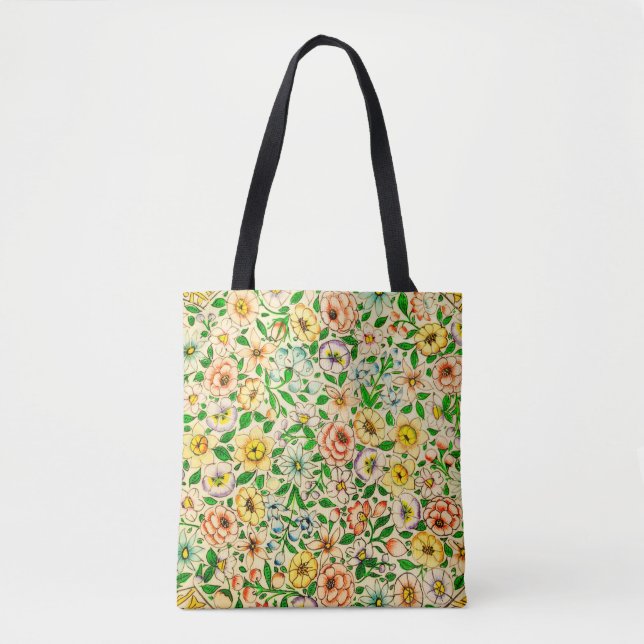 Tote Bag Modèle floral indien traditionnel (Devant)