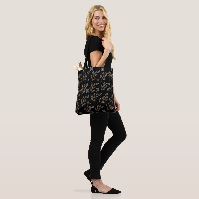 Tote Bag Modèle Floral Or (Sur le modèle)
