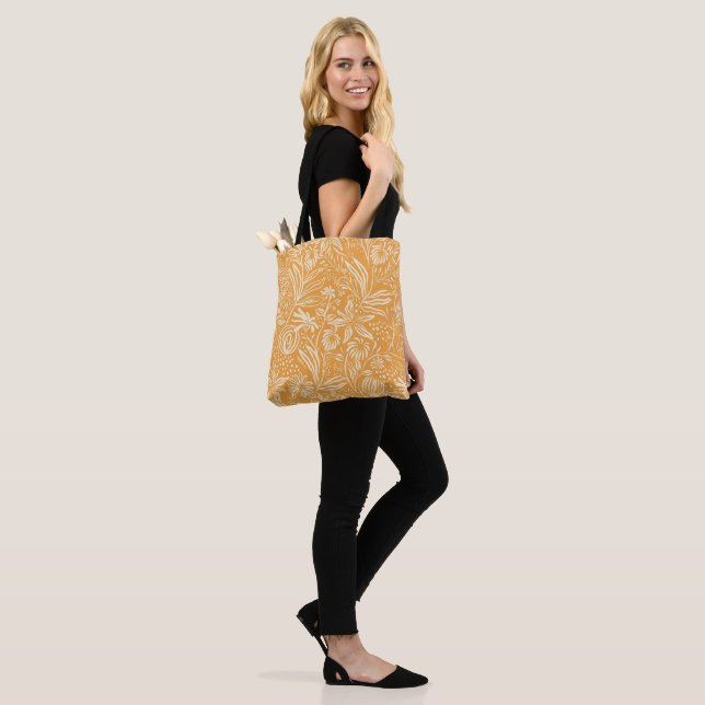 Tote Bag Modèle floral préféré en Jaune doré, (Sur le modèle)