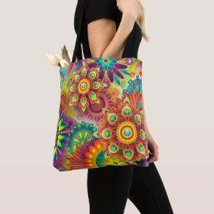 Tote Bag Modèle floral psychédélique