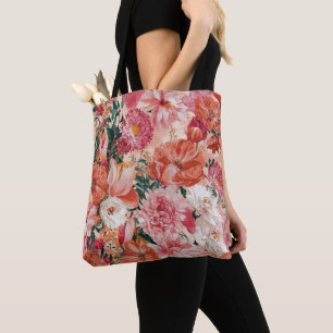 Tote Bag Modèle Floral rose orange