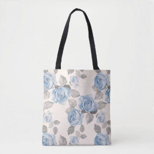 Tote Bag  Modèle floral. roses bleus Vintages