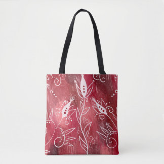Tote Bag Modèle Floral rouge