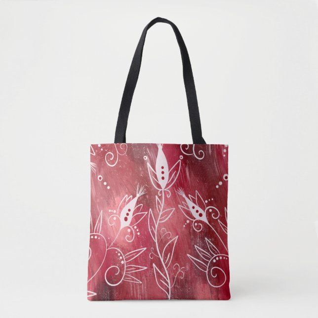 Tote Bag Modèle Floral rouge (Devant)