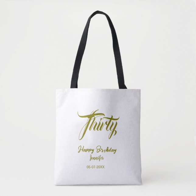 Tote Bag modèle or 30e anniversaire ajouter nom date année  (Devant)