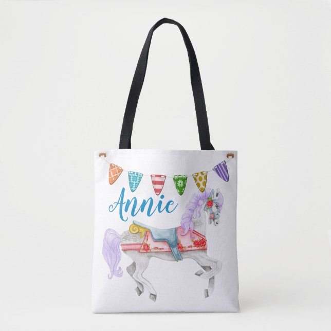 Tote Bag Modèle personnalisé du cheval de carrousel (Devant)