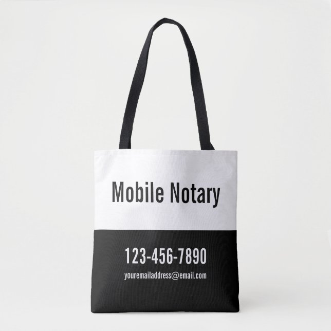 Tote Bag Modèle promotionnel noir et blanc pour Notaire mob (Devant)