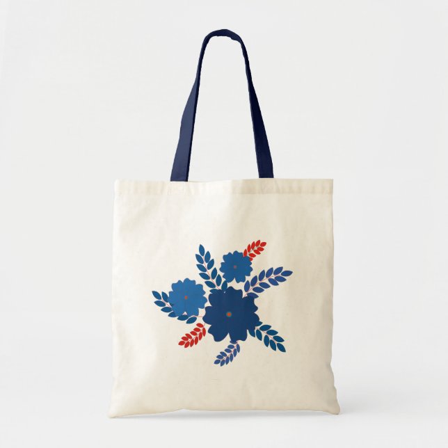 Tote Bag Modèle vectoriel simple de fleurs bleues (Devant)